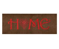 LifeStyle-Mat 101038 Home Herz Quer, rutschfester und waschbarer Läufer, ideal für die Garderobe, Küche oder Schlafzimmer, 67 x 170 cm, braun / rot