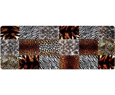 DECO-MAT Rutschfester Teppich-Läufer ohne Rand für den Innenbereich oder Eingangsbereich, 80 x 200 cm, afrika / braun-weiß