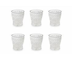Villa d Este Home Tivoli Jewel Set 6 Gläser Wasser, Glas, transparent, 8 x 8 x 9 cm