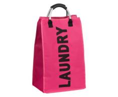 Premier Housewares 1901081 Wäschekorb, Polyester / Aluminium, mit Griffen, beschriftet, Schwarz / Pink