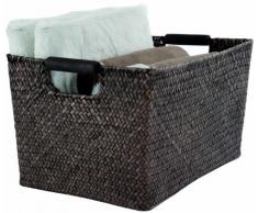 Compactor RAN6523 Aufbewahrungskorb aus Binsen, Holzgriffe, 36 x 26 x 20 cm, dunkelbraun