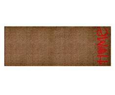 LifeStyle-Mat 101052 Home Herz Hochformat, rutschfester und waschbarer Läufer, ideal für die Garderobe, Küche oder Schlafzimmer, 67 x 170 cm, braun / rot