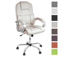 TPFLiving bequemer Premium XXL Bürostuhl Chefsessel Schreibtischstuhl DENVER creme belastbar bis 210 kg hochwertig Kunstleder Wippfunktion stabile Castor Rollen in 8 Farben wählbar