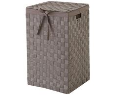 Compactor RAN6891 Wäschekorb, Wäschesammler Tex, Deckel und Innenfutter, 30 x 30 x 50 cm, braun