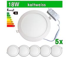 LEDVero 5x Ultraslim LED Panel SMD 2835, 18 W, rund Deckenleuchte Lampe Einbau Leuchte Licht Strahler, kaltweià SP94