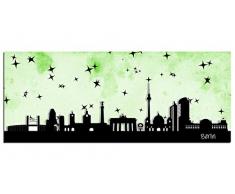 Dsign24 EG312500743 HD Echt-Glas Bild, City Skyline Berlin Sterne, Wandbild Druck auf Glas, XXL, 125 x 50 cm, grün