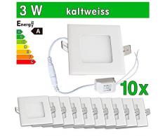 LEDVero 10x Ultraslim LED Panel SMD 2835, 3 W, eckig Deckenleuchte Lampe Einbau Leuchte Licht Strahler, kaltweià SP134
