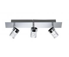 WOFI Deckenbalken Spa-Line, 3-flammig Serie Maar Farbe 3 x LED / 5 W, 7, 5 x 15 x 45, 5 cm, 3000 k, 400 lm, Energieeffizenzklasse A+ Acrylglas mit Bläschendekor Badleuchte Schutzart IP20, chrom 7806.03.01.0044