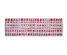 LifeStyle-Mat 150357 Teppichläufer, waschbar und rutschfest, Mikrofaser, kariert rot / beige / flieder, 50 x 150 x 1.1 cm