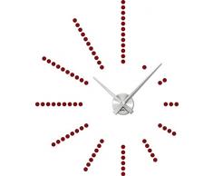 Graz Design 800048_AL_030 Wandtattoo Uhr stylische Dots fr Wohnzimmer (Uhr Silber gebrstet /Aufkleber Dunkelrot)