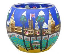 Himmlische Düfte Geschenkartikel CC257 Tischdekoration, London Windlicht Glas 11 x 11 x 9 cm, bunt
