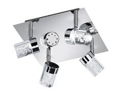 WOFI Deckenleuchte Spa-Line, 4-flammig Serie Maar Farbe 4 x LED / 5 W, 25 x 15 x 25 cm, 3000 k, 400 lm, Energieeffizenzklasse A+ Acrylglas mit Bläschendekor Badleuchte Schutzart IP20, chrom 9806.04.01.0044
