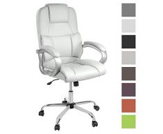 TPFLiving bequemer Premium XXL Bürostuhl Chefsessel Schreibtischstuhl DENVER weià belastbar bis 210 kg hochwertig Kunstleder Wippfunktion stabile Castor Rollen in 8 Farben wählbar