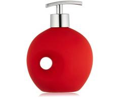 WENKO 19560100 Seifenspender Hole Red - Soft-Touch, Fassungsvermögen 0.335 L, Soft-Touch Keramik, 11.5 x 16 x 6.5 cm, Rot