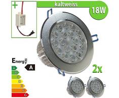 LEDVero 2x LED Einbaustrahler Einbauleuchte 18 W rund, kaltweiss EBL179