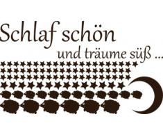Graz Design 770087_100x57_080 Wandtattoo Set Kinderzimmer Spruch Schlaf schn mit Schfchen Sterne 100x57cm Braun