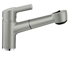 Blanco Elipso-S II Küchenarmatur - Einhebelmischer, mit ausziehbarer Brause, HOCHDRUCK-Wasserhahn für die Küche, 1 Stück, SILGRANIT-Look, perlgrau, 520739