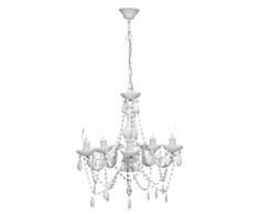 Premier Housewares Kronleuchter, 5-flammig, mit Acryl-Tropfen weiÃ