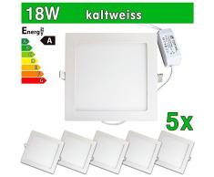 LEDVero 5x Ultraslim LED Panel SMD 2835, 18 W, eckig Deckenleuchte Lampe Einbau Leuchte Licht Strahler, kaltweià SP219