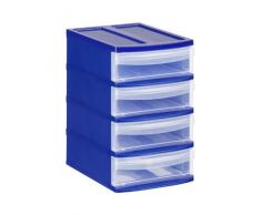 Rotho Schubladenbox Systemix Tower aus Kunststoff, Ablagebox Grösse XS, 19.6x14x23.3 cm, transparent/blaues Ablagesystem, DIN A6 Bürobox für Schreibtisch, Büro, uvm., Hergestellt in der Schweiz, 1114706149