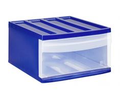 Rotho Schubladenbox Systemix aus Kunststoff (PP), Ablagefach Grösse L, 39.5x34x20.3 cm, blau/transparentes Ablagesystem, Ablagebox für Schreibtisch, Büro - Hergestellt in der Schweiz, 11420LG096
