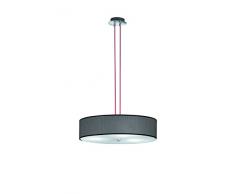 Trio Leuchten Pendelleuchte Stratos in chrom, Stoffschirm schwarz/rot 303400306