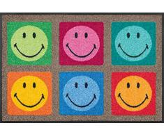wash + dry 067245 Fußmatte 6 Smileys, 50 x 75 cm, taupe