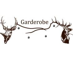 Graz Design 970105_45_080 Wandtattoo Garderobe mit 4 Haken Eingang Jäger Jagt Wild Wald Hirsche