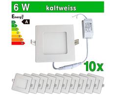 LEDVero 10x Ultraslim LED Panel SMD 2835, 6 W, eckig Deckenleuchte Lampe Einbau Leuchte Licht Strahler, kaltweià SP152