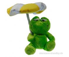 Niermann Standby LED Plüsch-Nachtlicht Frosch mit Farbwechsler im Sonnenschirm, Batteriebetrieb 80027
