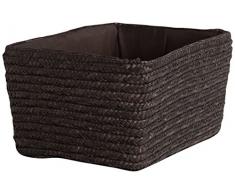 Compactor RAN7400 Hawai Aufbewahrungskorb, geflochtenes Stroh, Futter, Innenseite mit Karton verstärkt, 32 x 22 x 14 cm, dunkelbraun