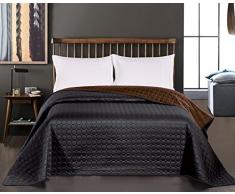 DecoKing 11980 Tagesdecke 170 x 270 cm schwarz schoko braun Bettüberwurf Kreisen zweiseitig pflegeleicht Salice