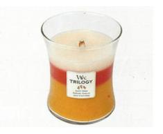 WoodWick 92924 Leckerbissen Trilogy medium duftkerze im Sanduhr-Glas, mehrfarbig weiÃ/rot/orange, 9.4 x 9.5 x 11.9 cm
