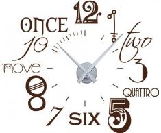 Graz Design 800054_silb_080 Wandtattoo Wanduhr Zahlen international modern Neu, Uhr silber, Aufkleber braun