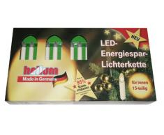 Hellum 811537 LED-Energiespar Lichterkette Riffelkerzen warm-weiÃ, matt, 15-teilig, Gesamtlänge 12,8m, für Innen
