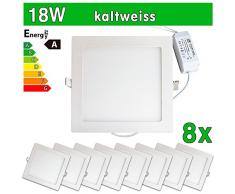 LEDVero 8x Ultraslim LED Panel SMD 2835, 18 W, eckig Deckenleuchte Lampe Einbau Leuchte Licht Strahler, kaltweià SP222