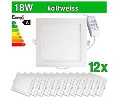 LEDVero 12x Ultraslim LED Panel SMD 2835, 18 W, eckig Deckenleuchte Lampe Einbau Leuchte Licht Strahler, kaltweià SP224