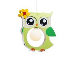 Elobra Kinderlampe Deckenleuchte Hängeleuchte Eule, Kinderzimmer, Holz, lindgrün , A++