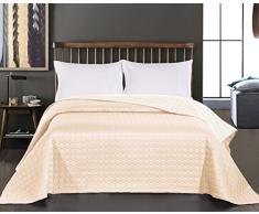 DecoKing 11911 Tagesdecke 170 x 210 cm ecru beige Bettüberwurf Kreisen zweiseitig pflegeleicht Salice