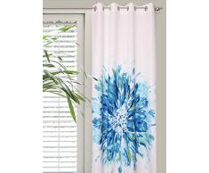 Splendid FLOWER Konfektion Vorhang mit Ãsen, 140 x 245 cm, blau