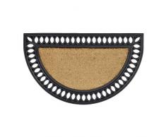 Relaxdays Wetterfeste FuÃmatte Kokos halbrund mit Gummi in Gusseisen-Optik als Türvorleger und Schmutzfangmatte witterungsbeständig rutschfest als Gummimatte HBT: 2 x 75 x 45 cm, natur und schwarz