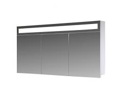 Eurosan 3-türiger Spiegelschrank, Superflache, Integrierte LED-Frontbeleuchtung, Breite 120 cm, WeiÃ, Paris, P120