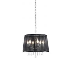 Trio 1121061-06 Pendelleuchte mit Organza-Schirm, chrom, Glasbehang klar