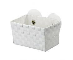 WENKO 20383100 Static-Loc Aufbewahrungskorb Fermo White - Badkorb, Befestigen ohne bohren, Kunststoff - Polypropylen, 20.5 x 14.5 x 14 cm, WeiÃ