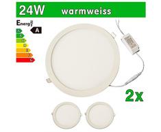 LEDVero 2x Ultraslim LED Panel SMD 2835, 24 W, rund Deckenleuchte Lampe Einbau Leuchte Licht Strahler, warmweià SP118