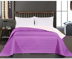 DecoKing 12178 Tagesdecke 200 x 220 cm violett rosa Bettüberwurf Kreisen zweiseitig pflegeleicht Salice