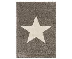 benuta Shaggy Hochflor Teppich Graphic Star Grau 80x150 cm | Langflor Teppich für Schlafzimmer und Wohnzimmer
