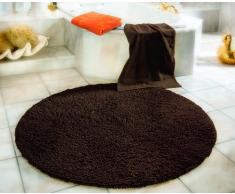Gözze Teppich, 100% Baumwolle, Wollgarn-Hochfloroptik, Rund, Durchmesser 110 cm, Mocca, 1010-0893-73