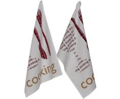 Stuco trends textile 9843-1 2er Pack Geschirrtuch bedruckt, Newspaper rot, circa 50 x 70 cm, 100% Baumwolle, 40 Grad waschbar