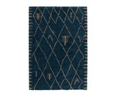 Lalee 347247202 Hochwertiger, moderner, Hochflor, Langflor, Designer Shaggy Teppich, 80 x 150 cm, blau / silber
